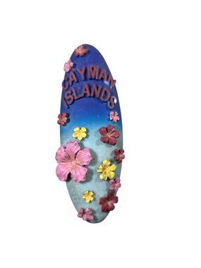 Cayman Islands Surfboard Magnet With Floral Design vacation Souvenir beach
